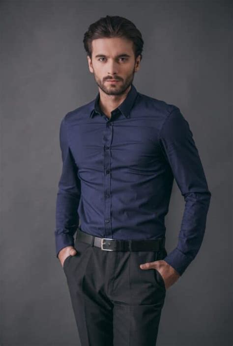 navy shirt black pants